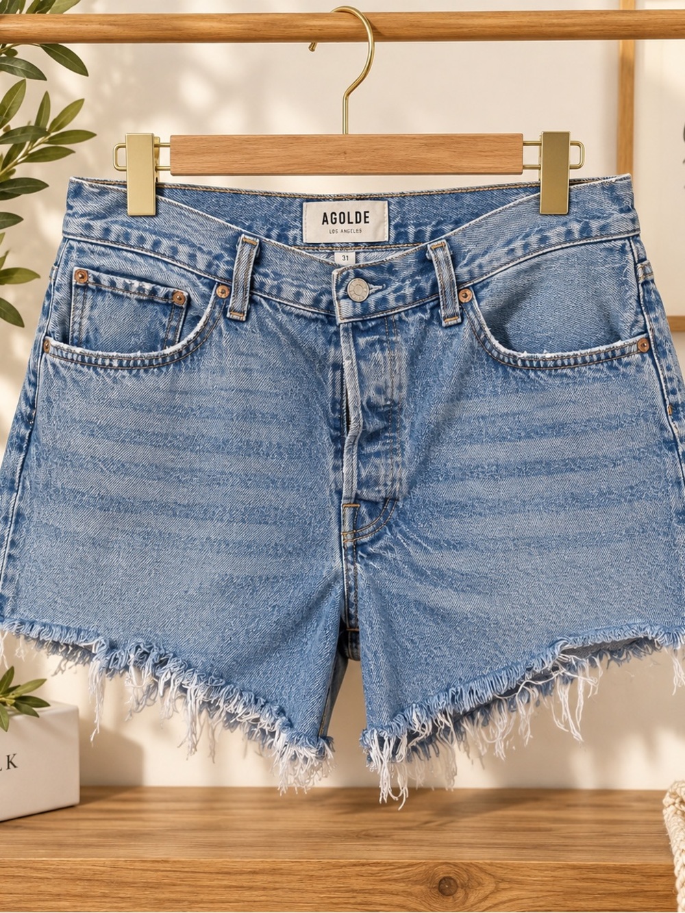 Agolde, Parker Long Denim Shorts